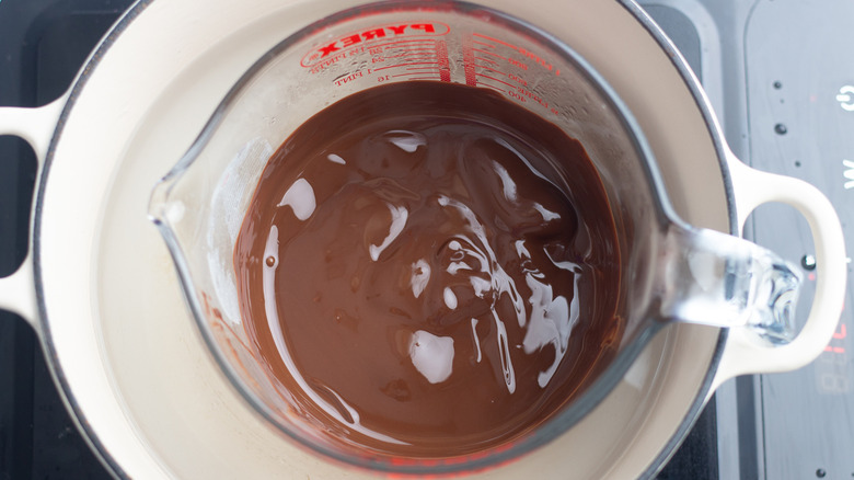 Chocolate melting via the double boiler method 