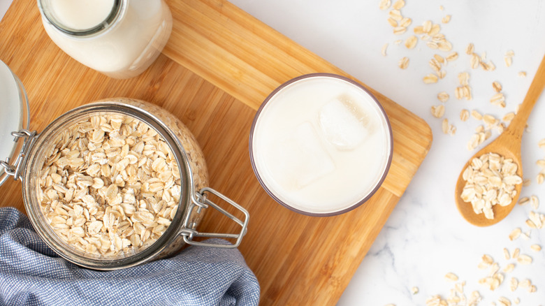 homemade oat milk aerial