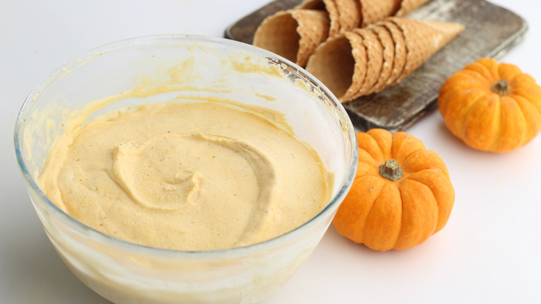 bowl of pumpkin ice cream