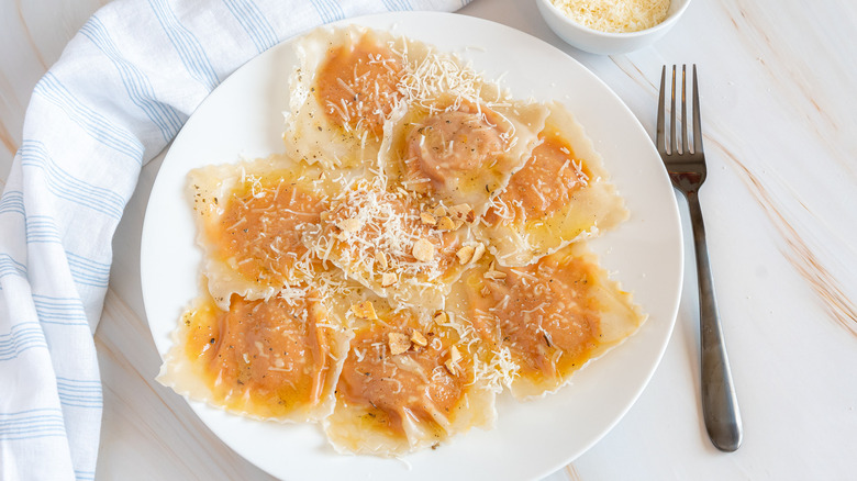 plate of pumpkin ravioli