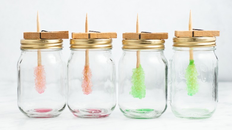 jars making rock candy sticks