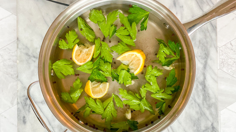 water in saucepan