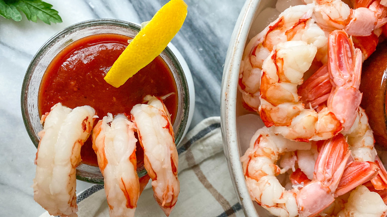 shrimp cocktail in a bowl 