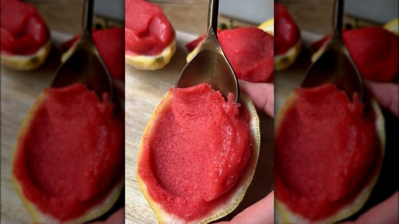 sorbet in hollowed lemon half