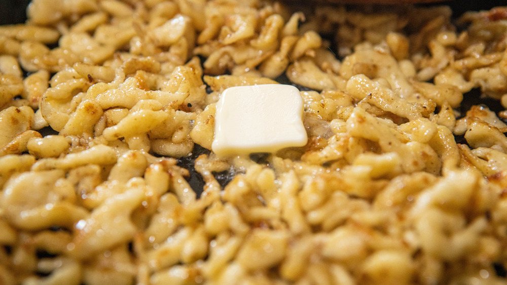 homemade spaetzle with butter