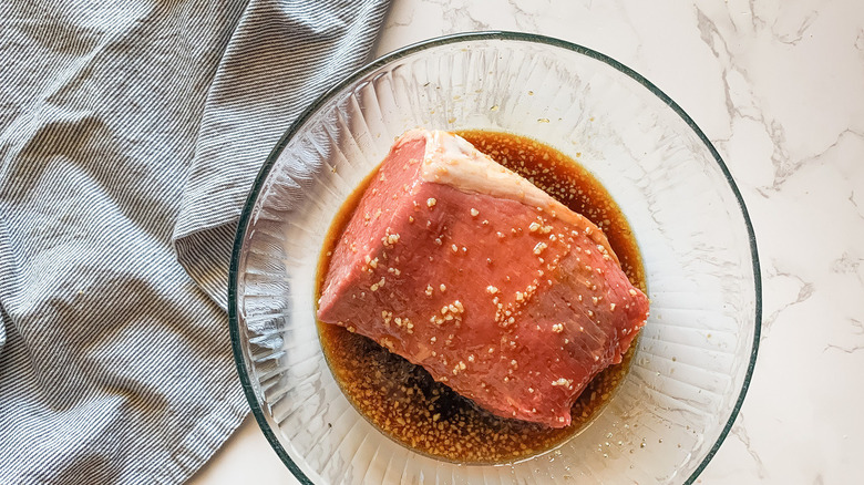 beef sitting in marinade