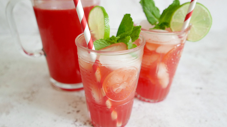 watermelon lemonade in glasses