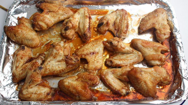 wings on baking sheet