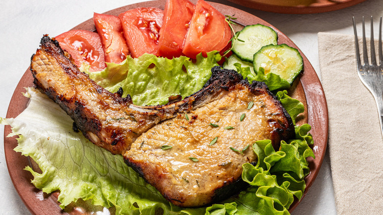 pork chop with salad