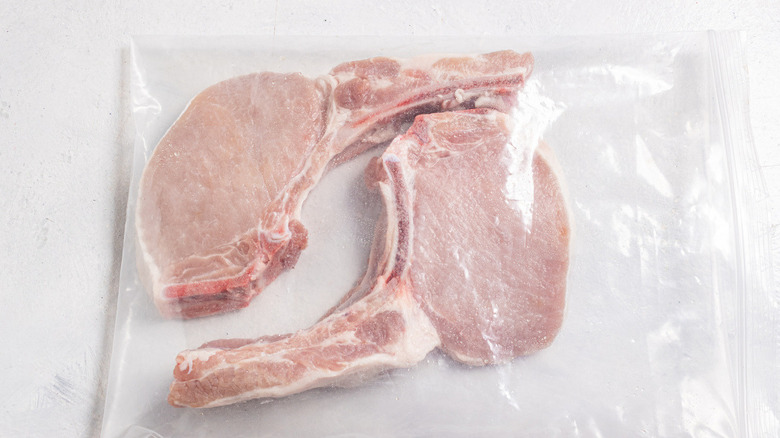 pork chops in plastic bag