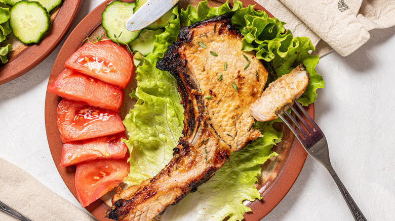 pork chop with salad