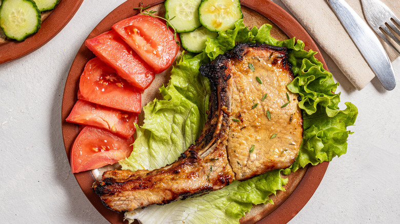 pork chop with salad