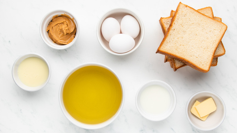 Hong Kong-style French toast ingredients laid out