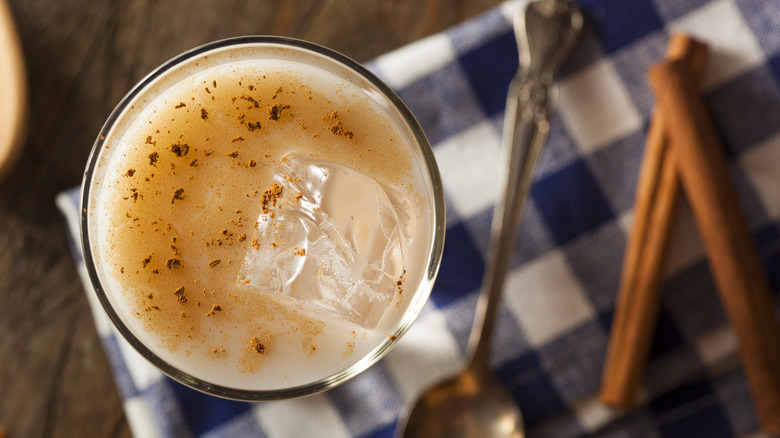 Horchata agua fresca with cinnamon