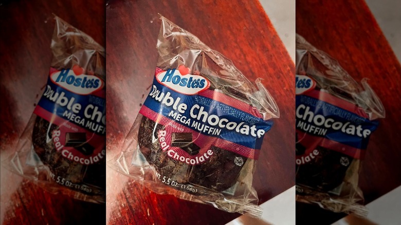 A Hostess Double Chocolate Mega Muffin