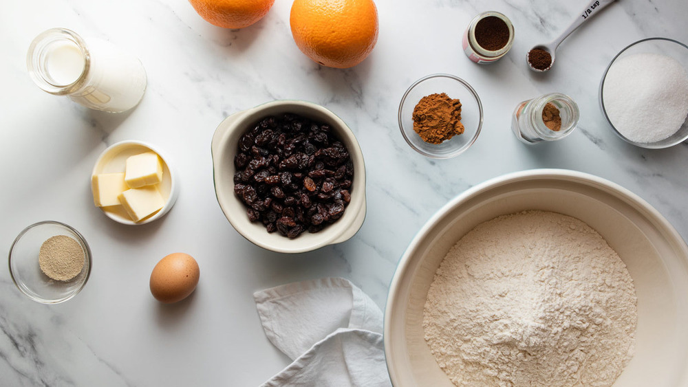 Ingredients for hot cross buns