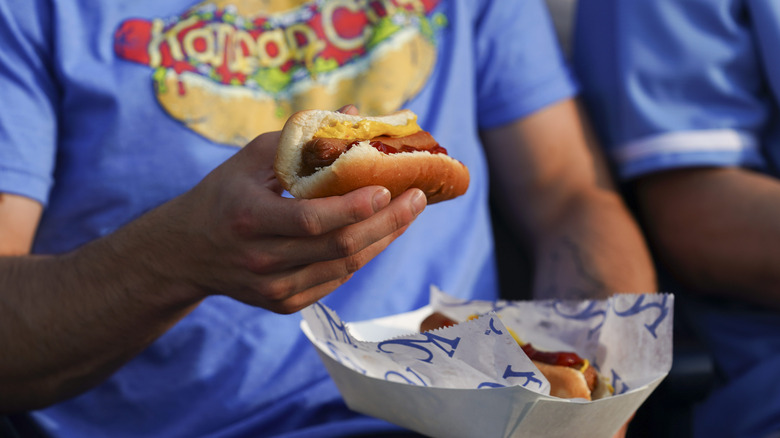 hot dog at a baseball game