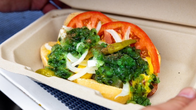 Chicago style hot dog