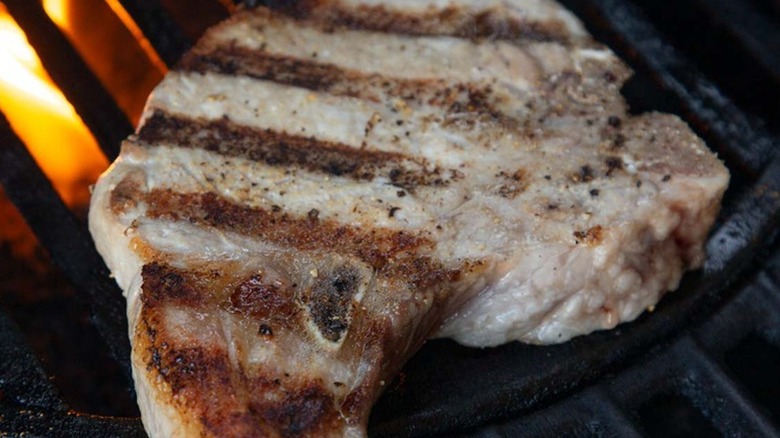 pork chops on grill