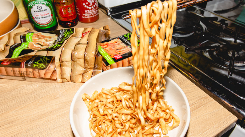 Making A-Sha noodles 