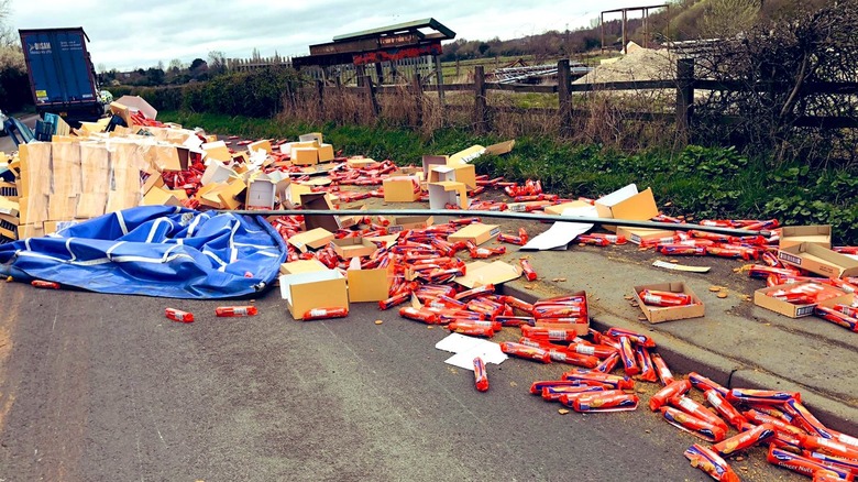 England biscuit spill road closure