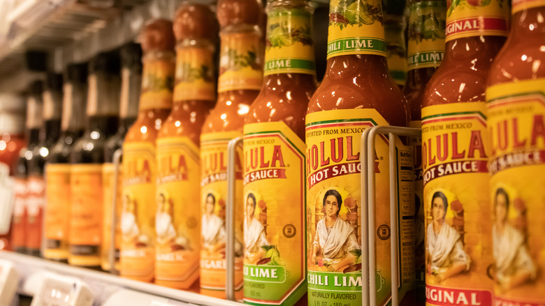 Bottles of Cholula hot sauce