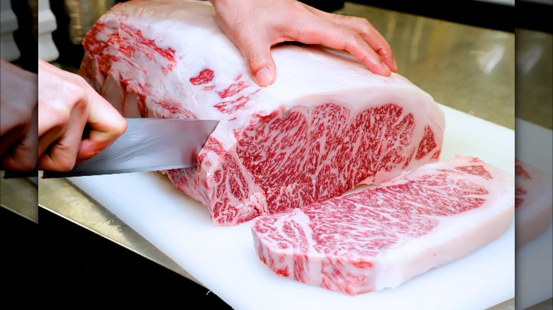 Raw wagyu beef