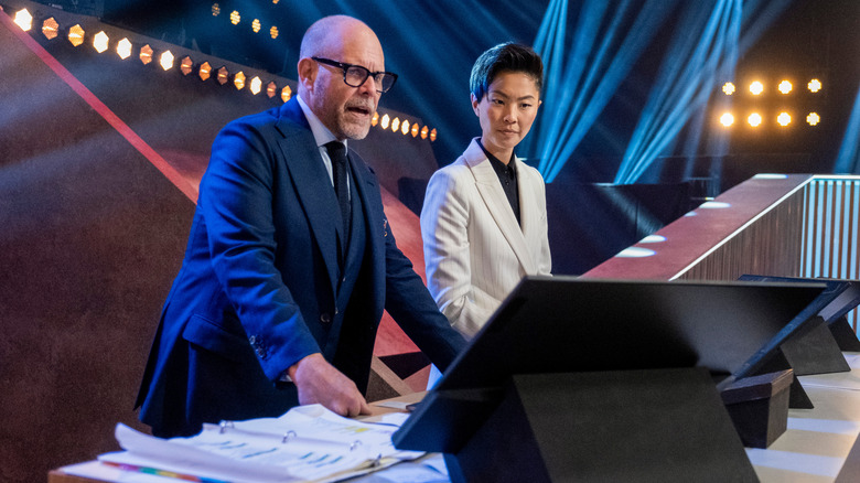 Alton Brown and Kristen Kish