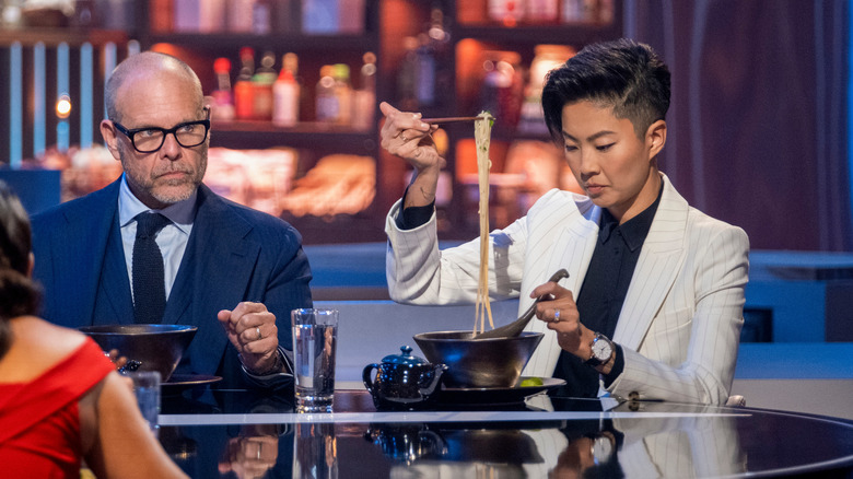 Alton Brown and Kristen Kish