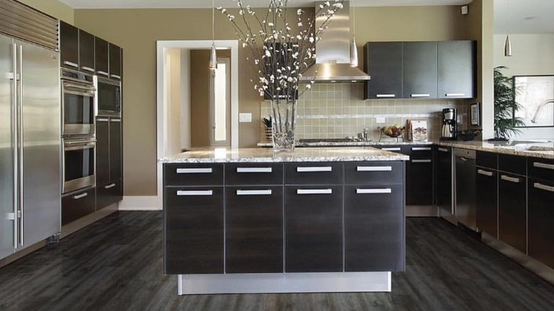 Kitchen with wood laminate floors 