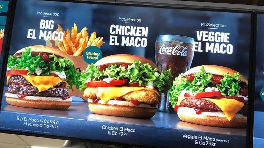 McDonald's Sweden menu showing El Maco burgers