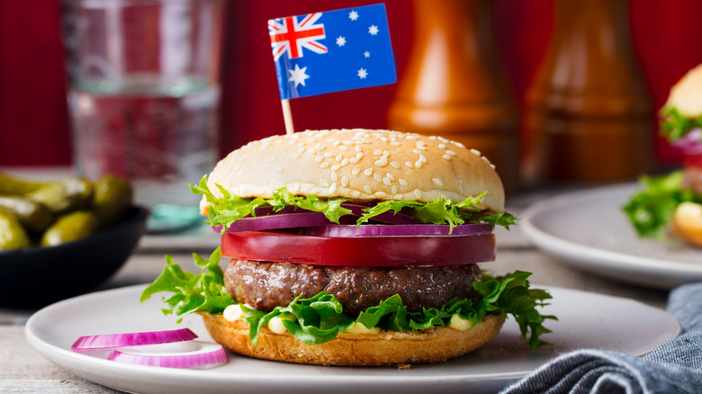 Aussie Burger with Australian flag