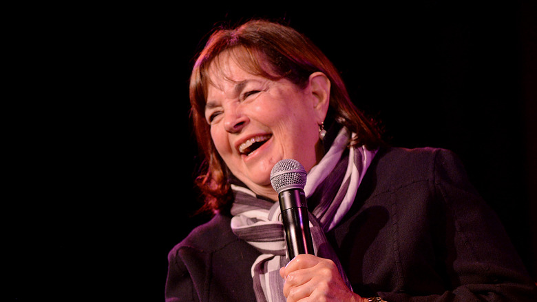 Ina Garten speaking into a microphone