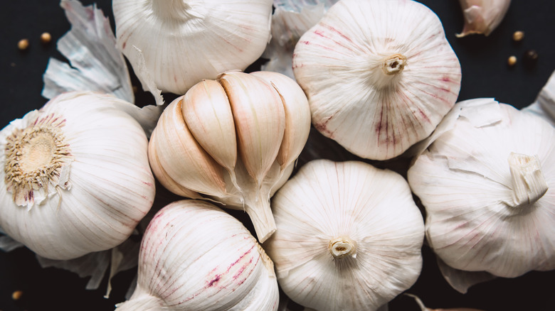 A bunch of garlic bulbs