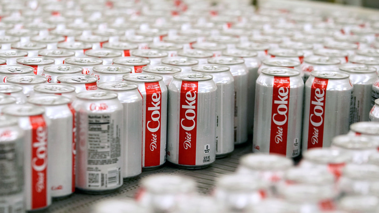 Hundreds of Diet Coke cans