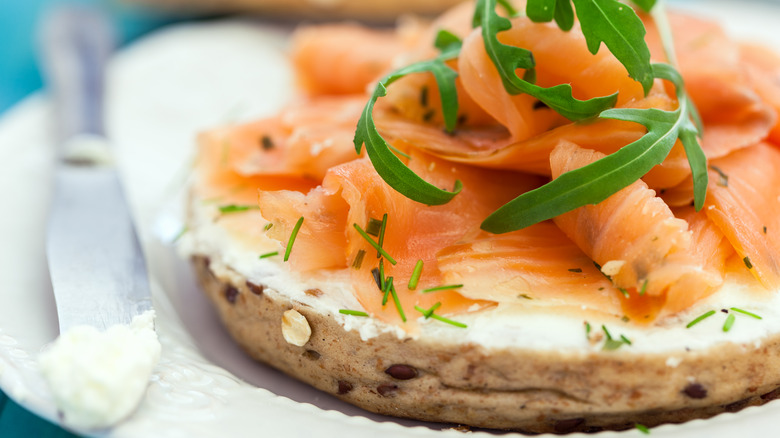 bagel, lox and cream cheese 