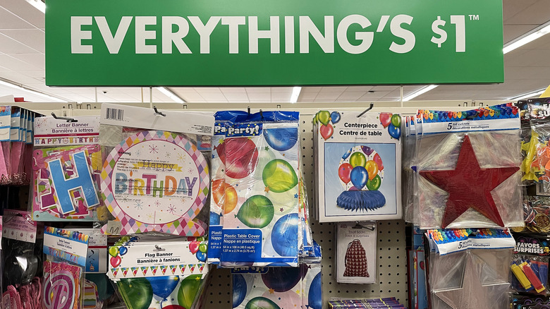 The party supply aisle in Dollar Tree