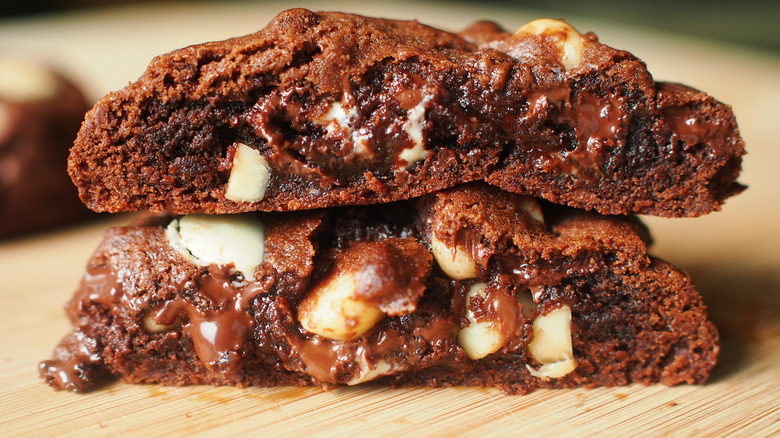 chocolate cookie cut in half