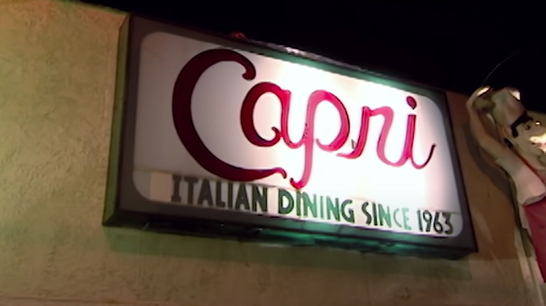 The Capri restaurant sign