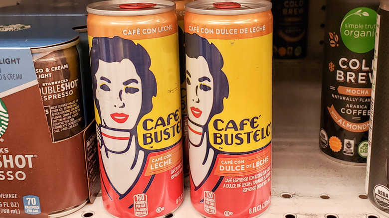 Canned Café Bustelo on shelf