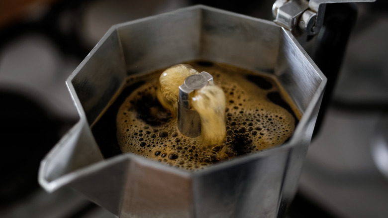 Brewed coffee from a moka pot 