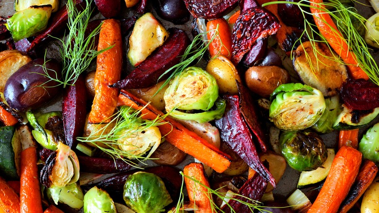 various colorful roasted vegetables