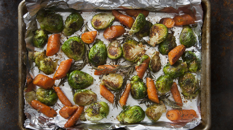 roasted vegetable on pan