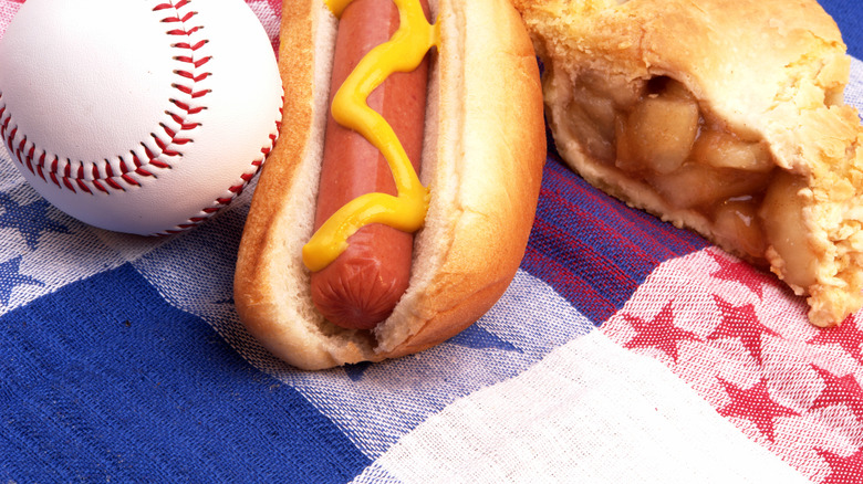 Baseball, hot dog, and apple pie