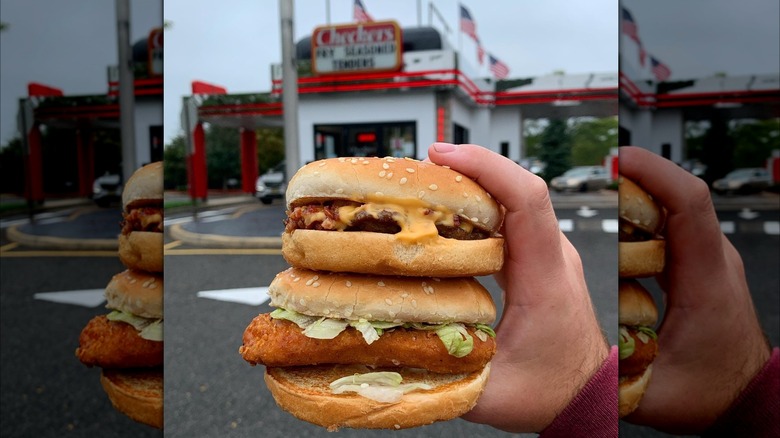 Checkers burger and chicken sandwich