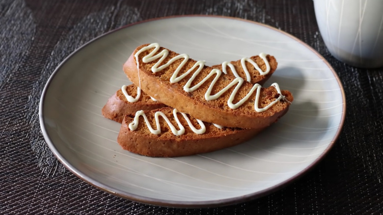 Gingerbread biscotti on plate from Food Wishes