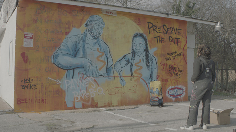 A barbecue wall mural featuring Kingsford