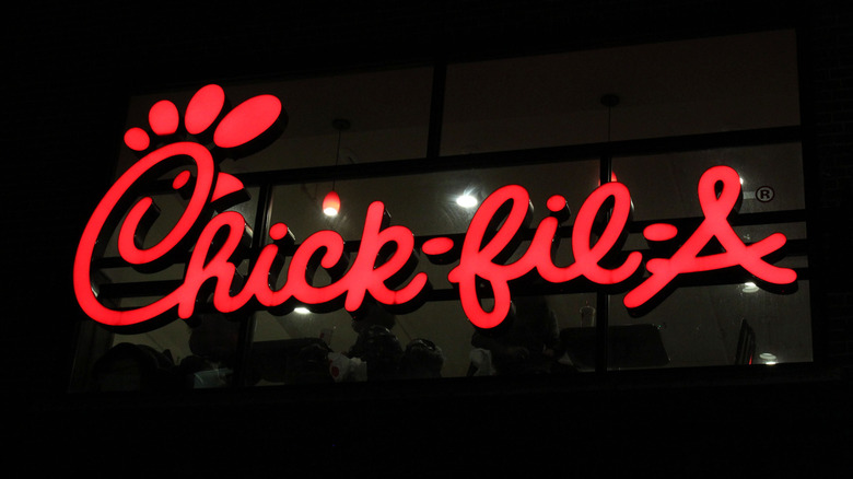 Red neon Chick-fil-A sign