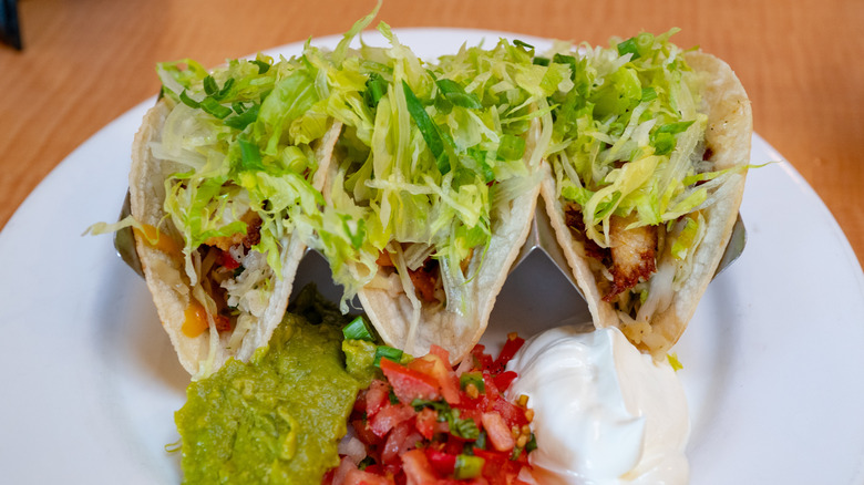 Red, white and green taco toppings