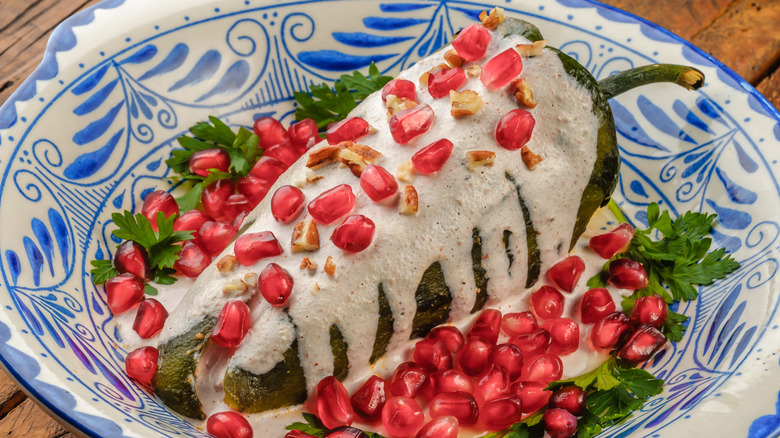 Chiles en nogada on plate